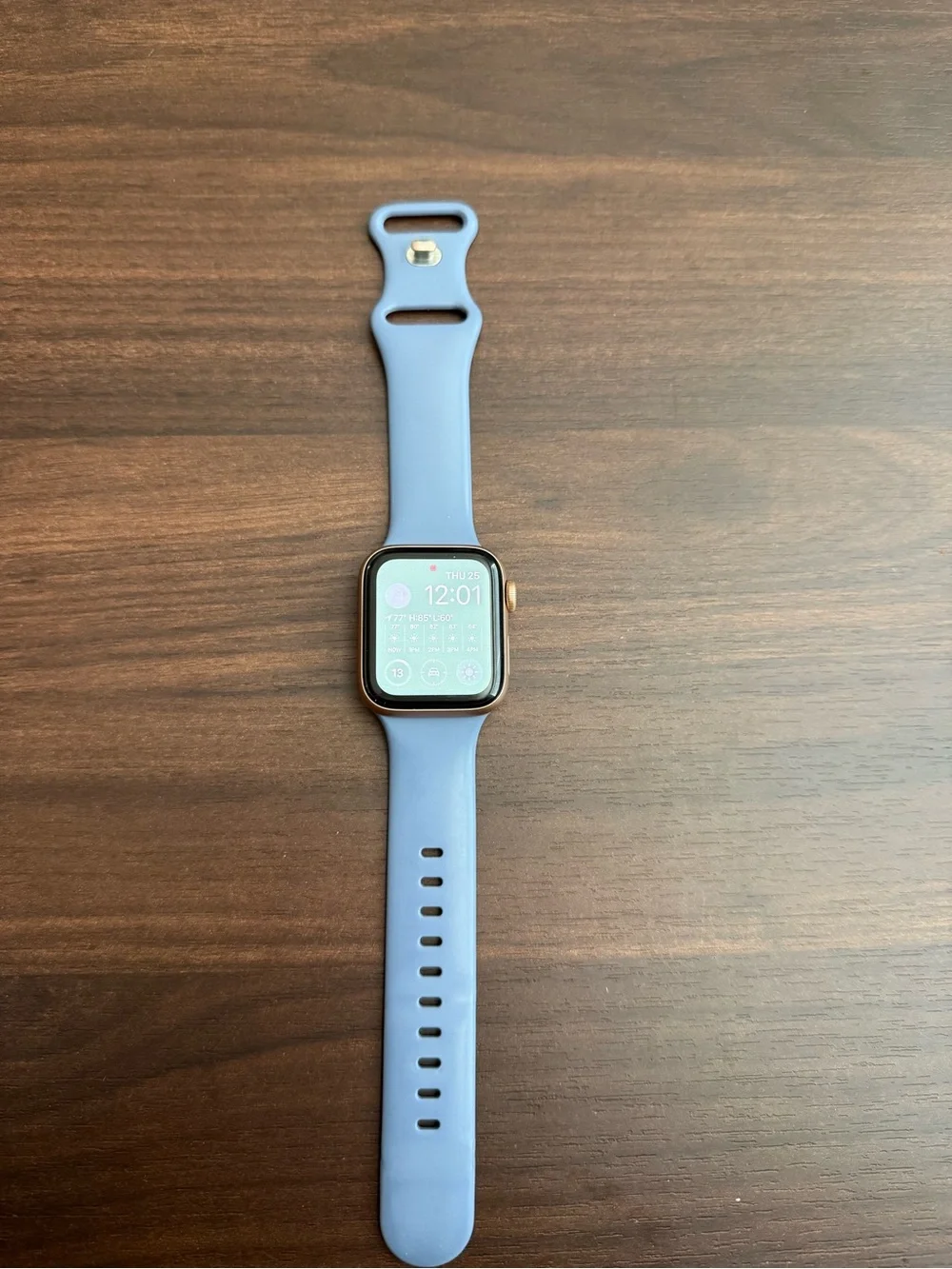 Blue Silicone Band Smartwatch with Gold-Tone Case